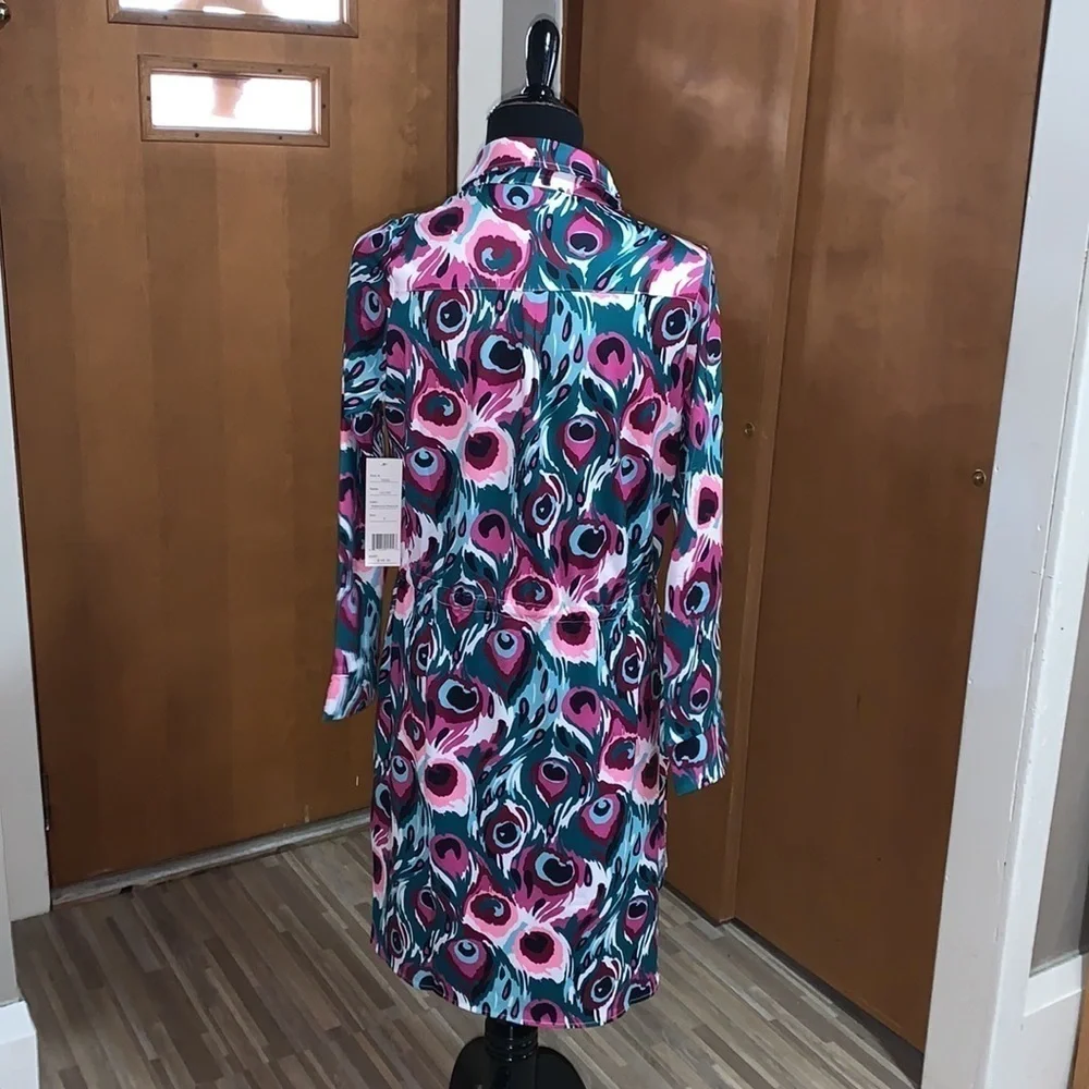 Tracy Negoshian Lillian style shirt dress, peacock
